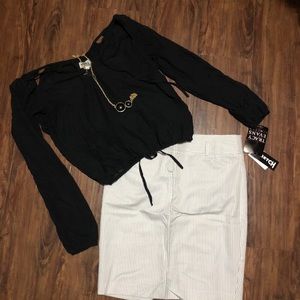 𝓒𝓵𝓪𝓼𝓼𝔂 Black Silky Top Sz. S + Skirt Sz. 9